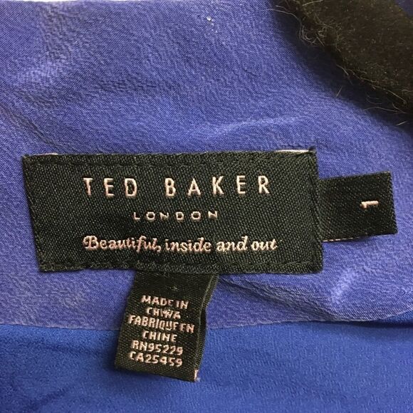 TED BAKER Silk Sleeveless Cowl Neck Midi Dress Blue XS - Picture 3 of 7